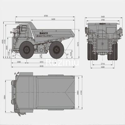 Autocarro con cassone ribaltabile 480kW 35m3 della miniera di SRT55D con capacità di carico 55t